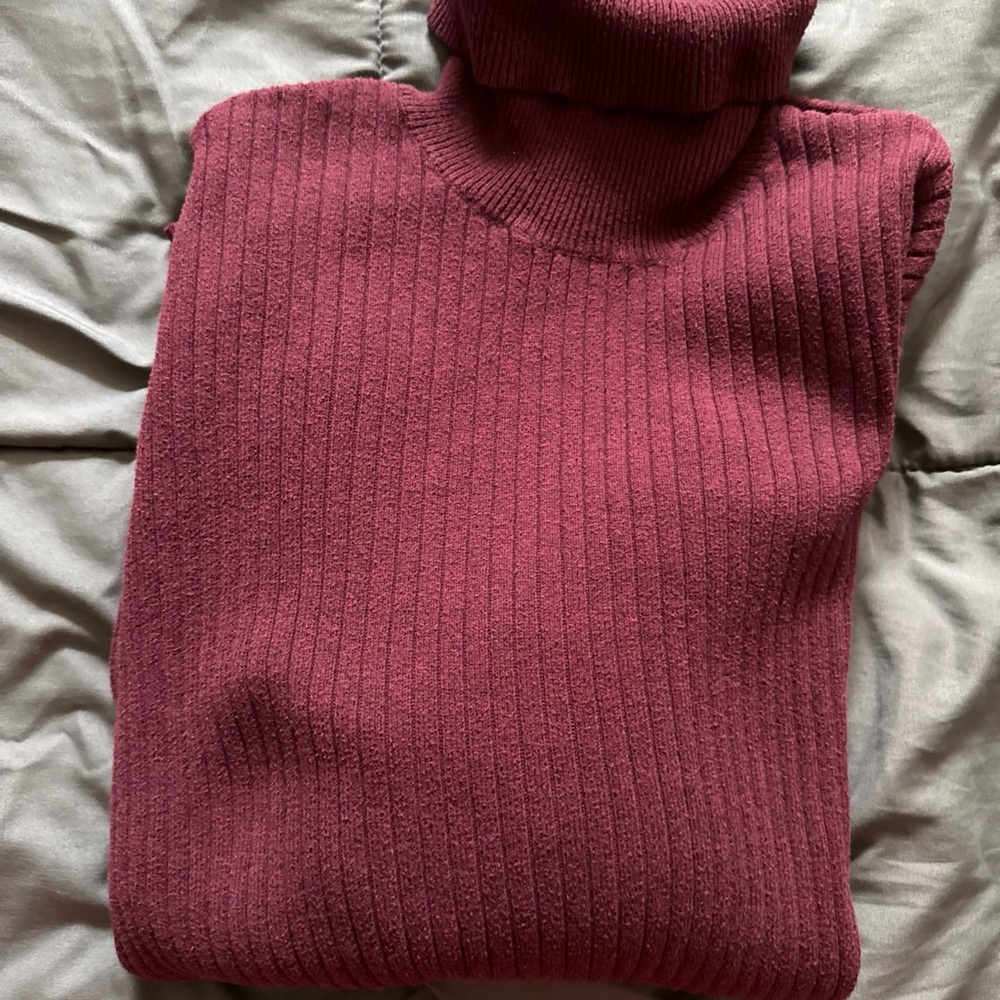GAP Turtleneck Sweater in Red with Ribbed Knit Design